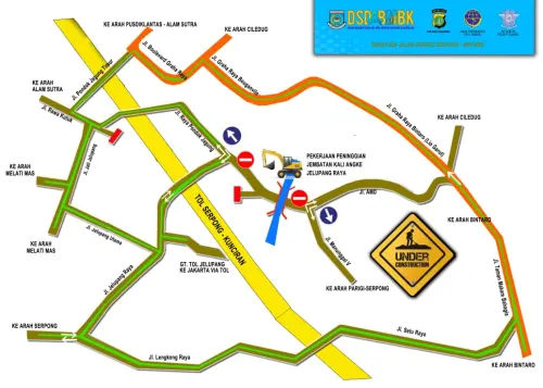 Ada Peninggian Jembatan, Akses Jalan AMD Perigi Penghubung Serpong-Bintaro DitutupÂ Sementara Â 