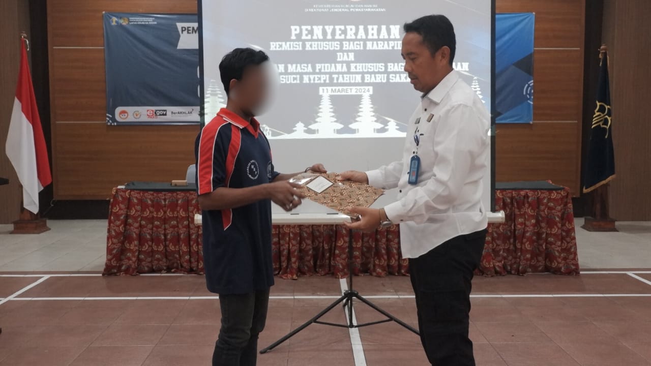 Satu Warga Binaan Lapas Kediri Terima Remisi Khusus Hari Raya Nyepi