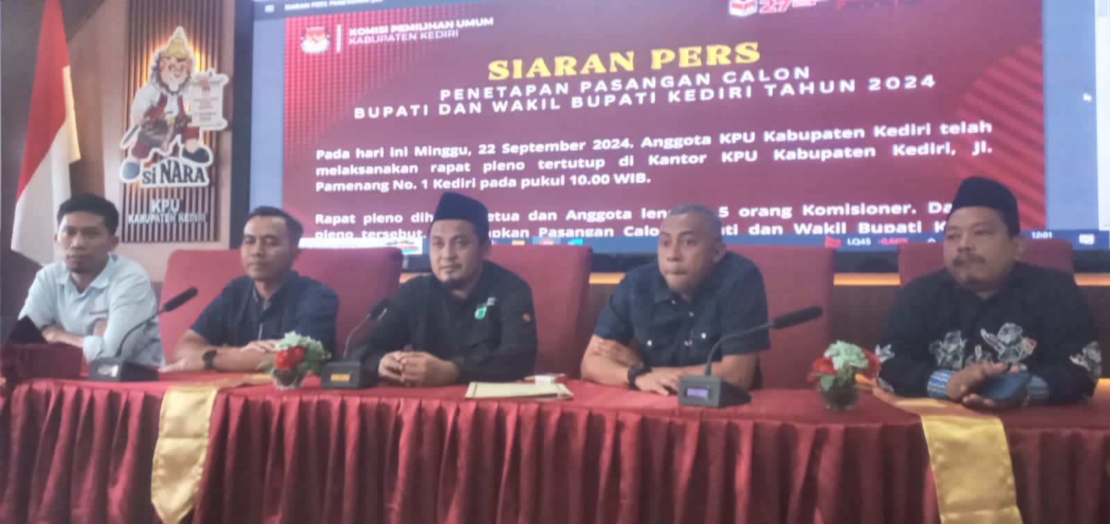 KPU Kabupaten Kediri Tetapkan Dua Paslon Bupati dan Wakil Bupati Pilkada 2024
