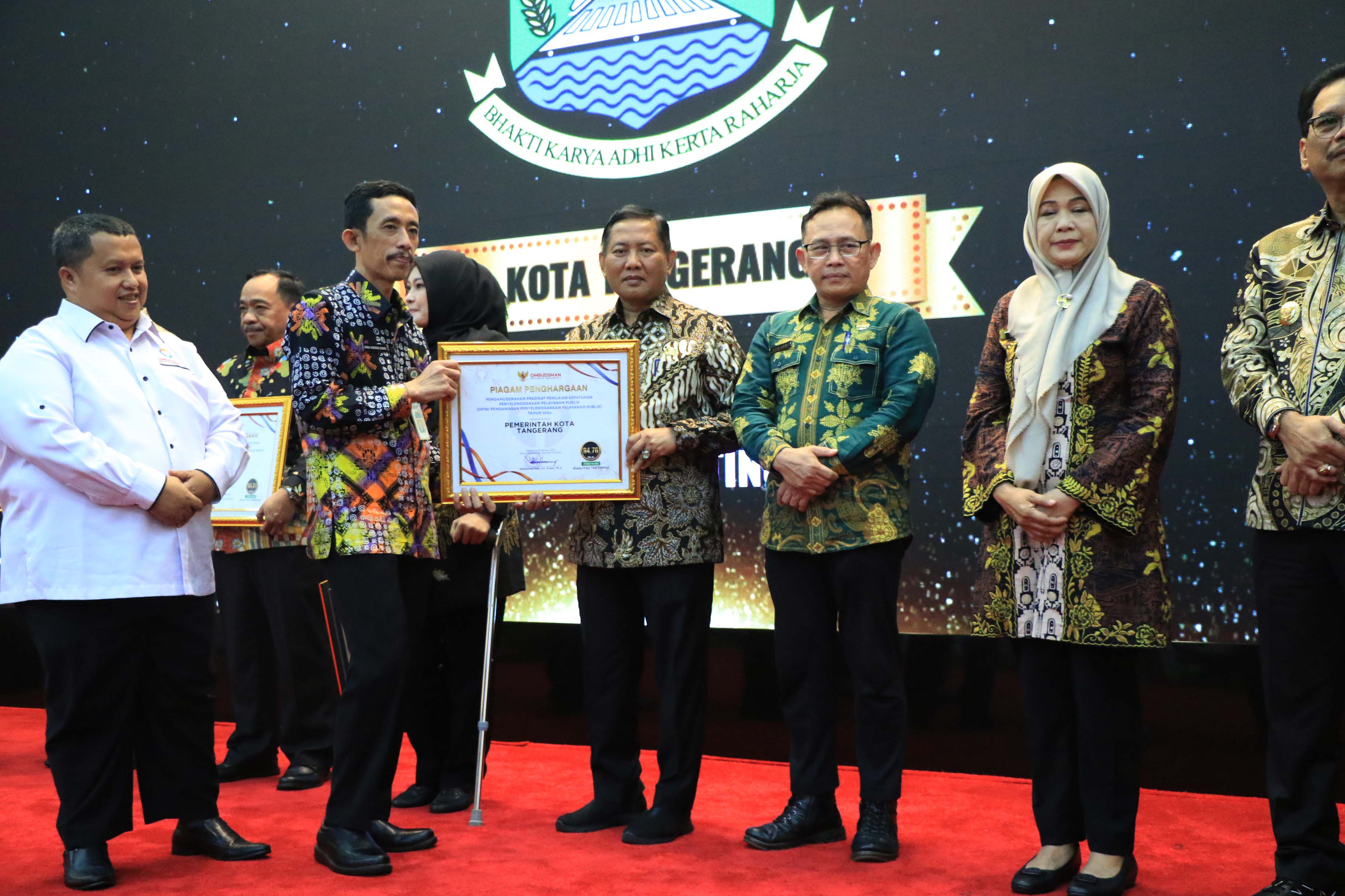 Pemkot Tangerang Raih Penghargaan Zona Hijau Kualitas Tertinggi dari Ombudsman RI