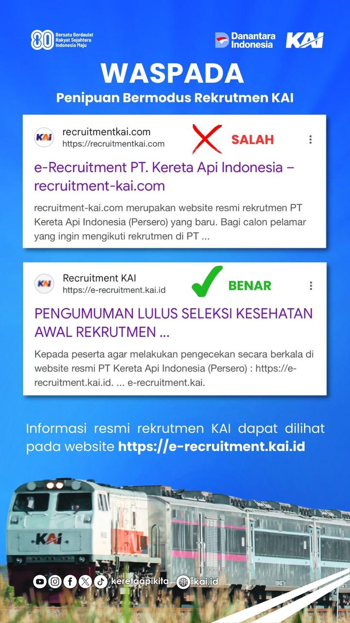 KAI Daop 7 Madiun Ingatkan Waspada Penipuan Rekrutmen Berkedok Lowongan Kerja
